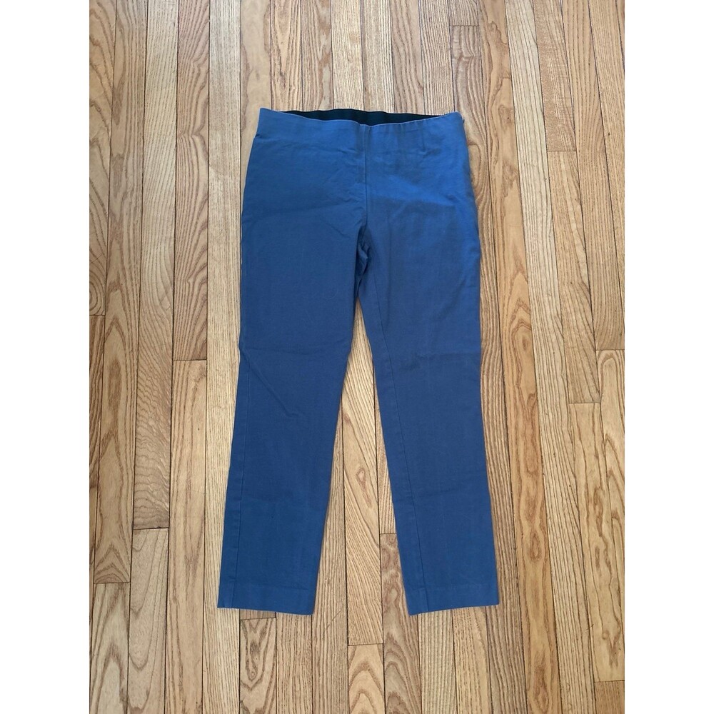 Womens blue casual pants elastic waist zipper work business stretch professional